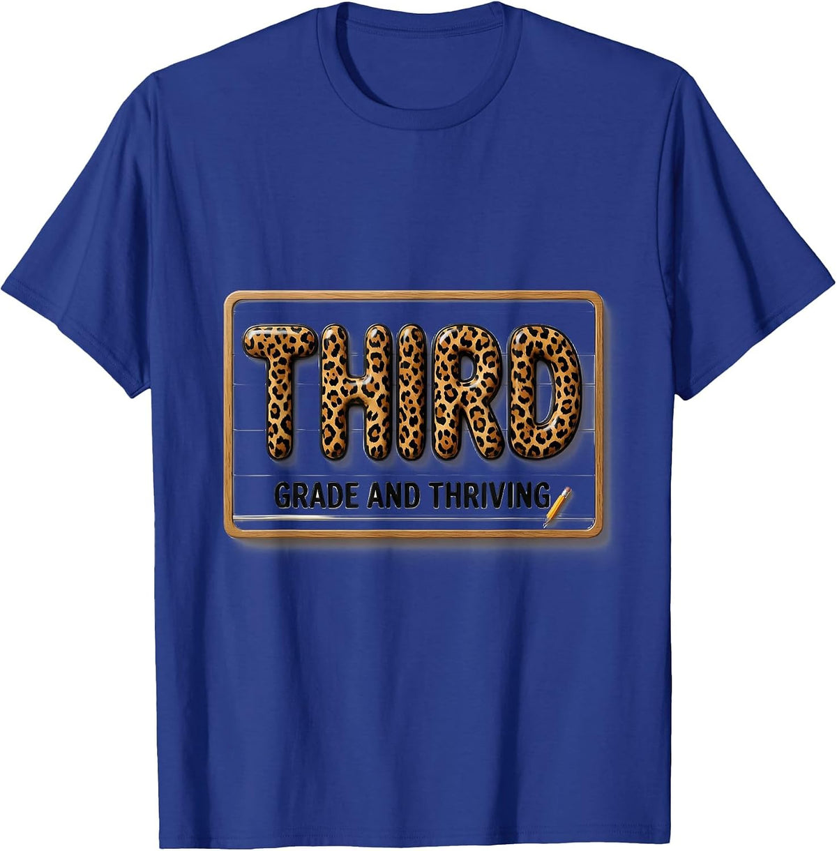 Third Grade And Thriving Leopard Teacher Back To School Girl T-Shirt - Royal Blue