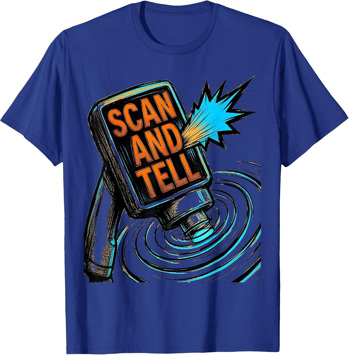 Men's Scan And Tell Comic Book Sonographer Ultrasound Tech Humor T-Shirt - Royal Blue