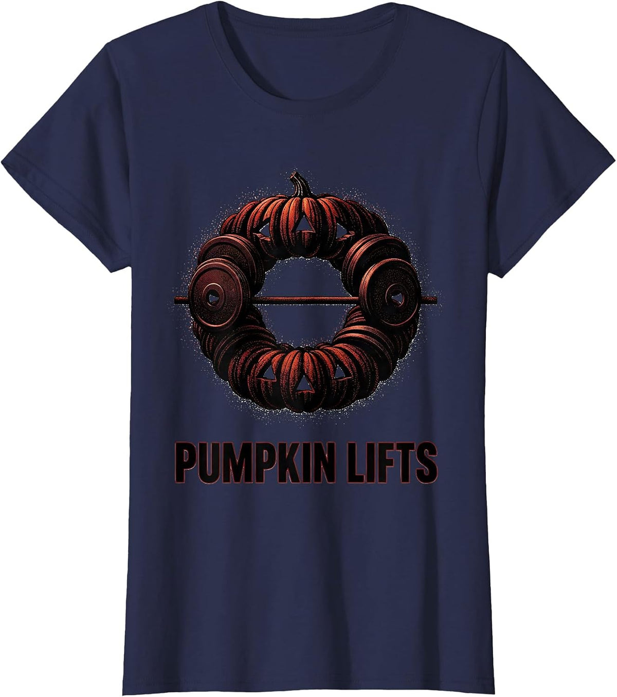 Women's Pumpkin Lifts Funny Gym Workout Halloween Weight Lifting Pun T-Shirt - Navy Blue