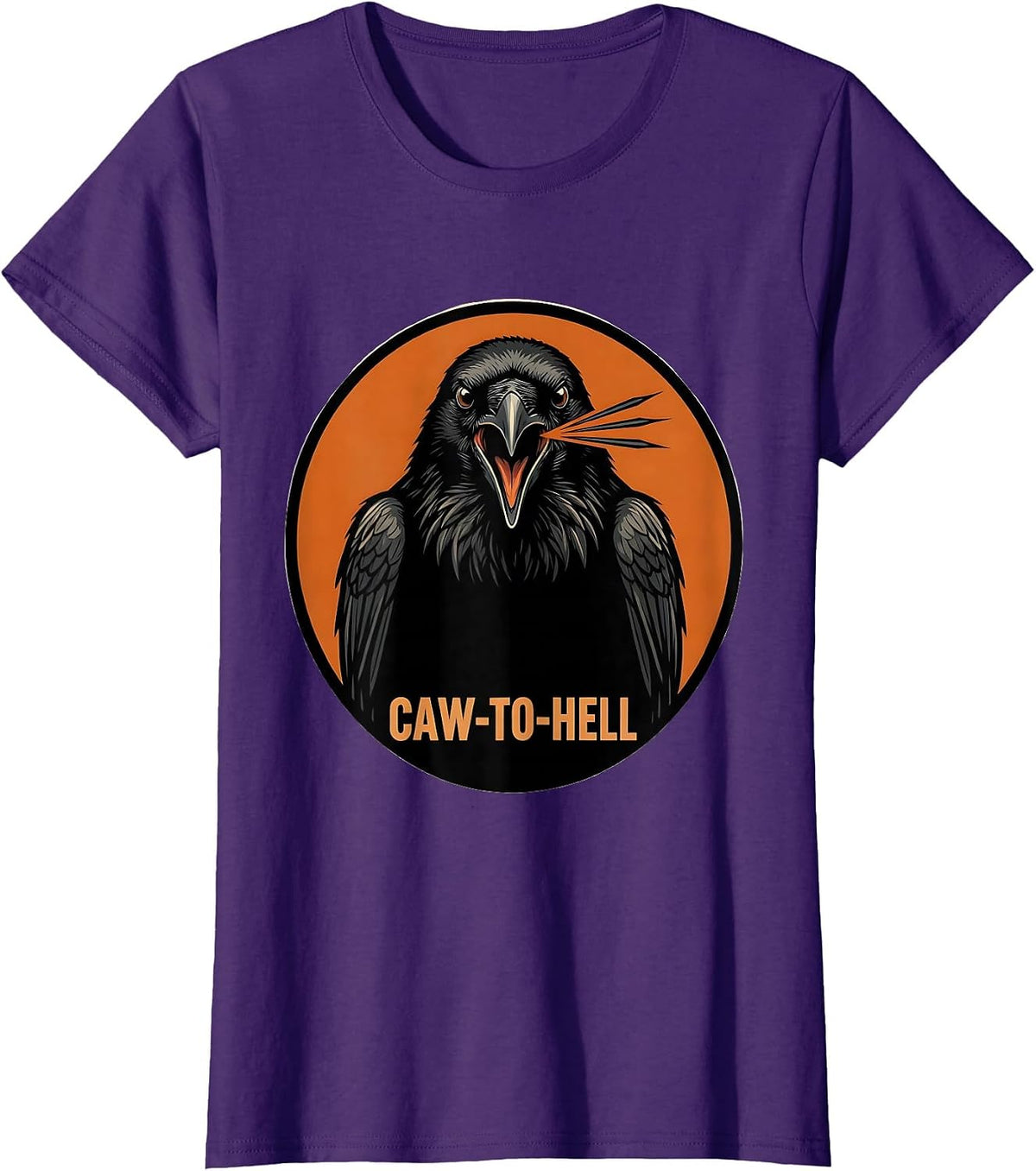 Women's Caw-To-Hell Funny Crow Bird Shocked Meme Humor T-Shirt - Purple