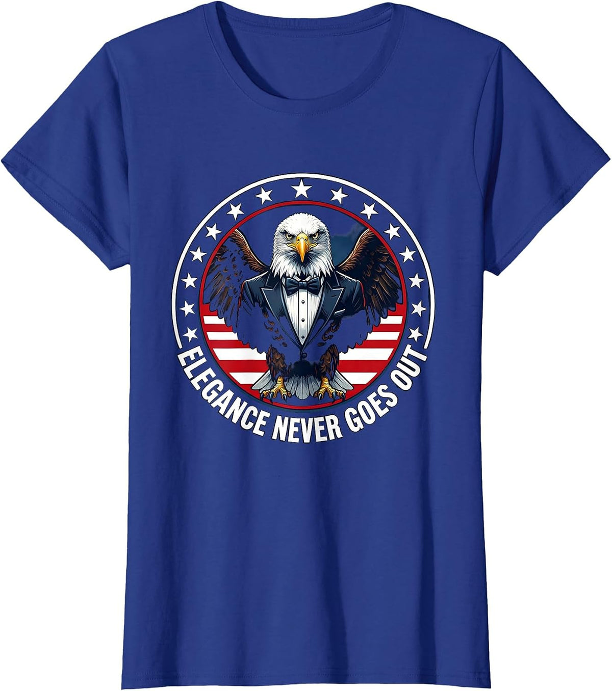 Women's Elegance Never Goes Out Tuxedo Style Design T-Shirt - Royal Blue