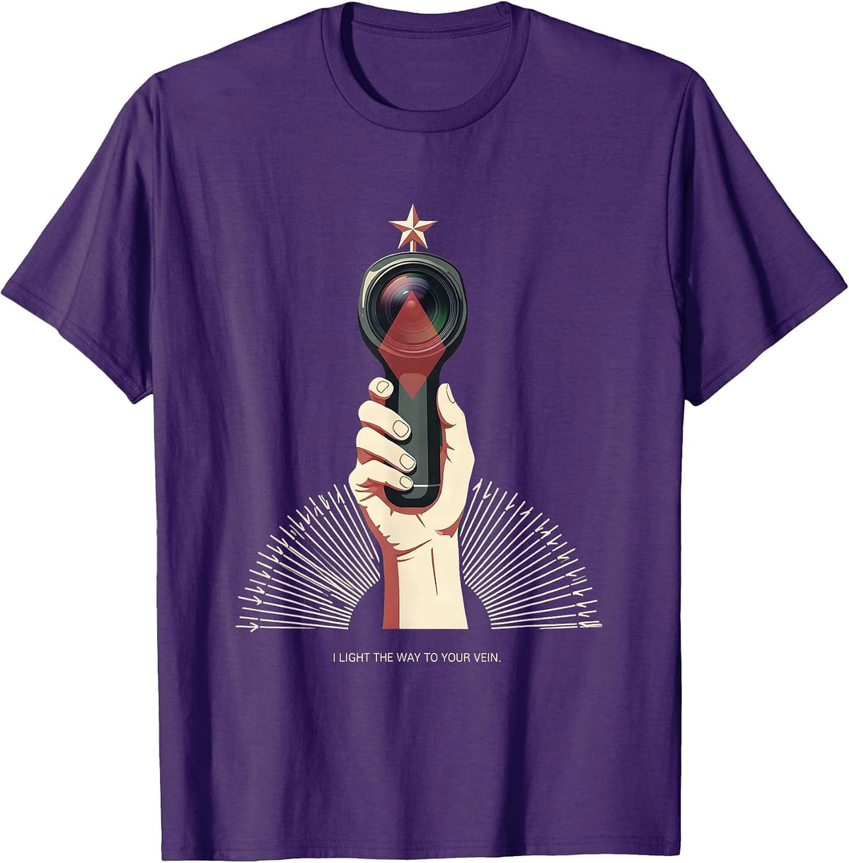 I Light The Way To Your Vein Funny Phlebotomist Holiday T-Shirt - Purple
