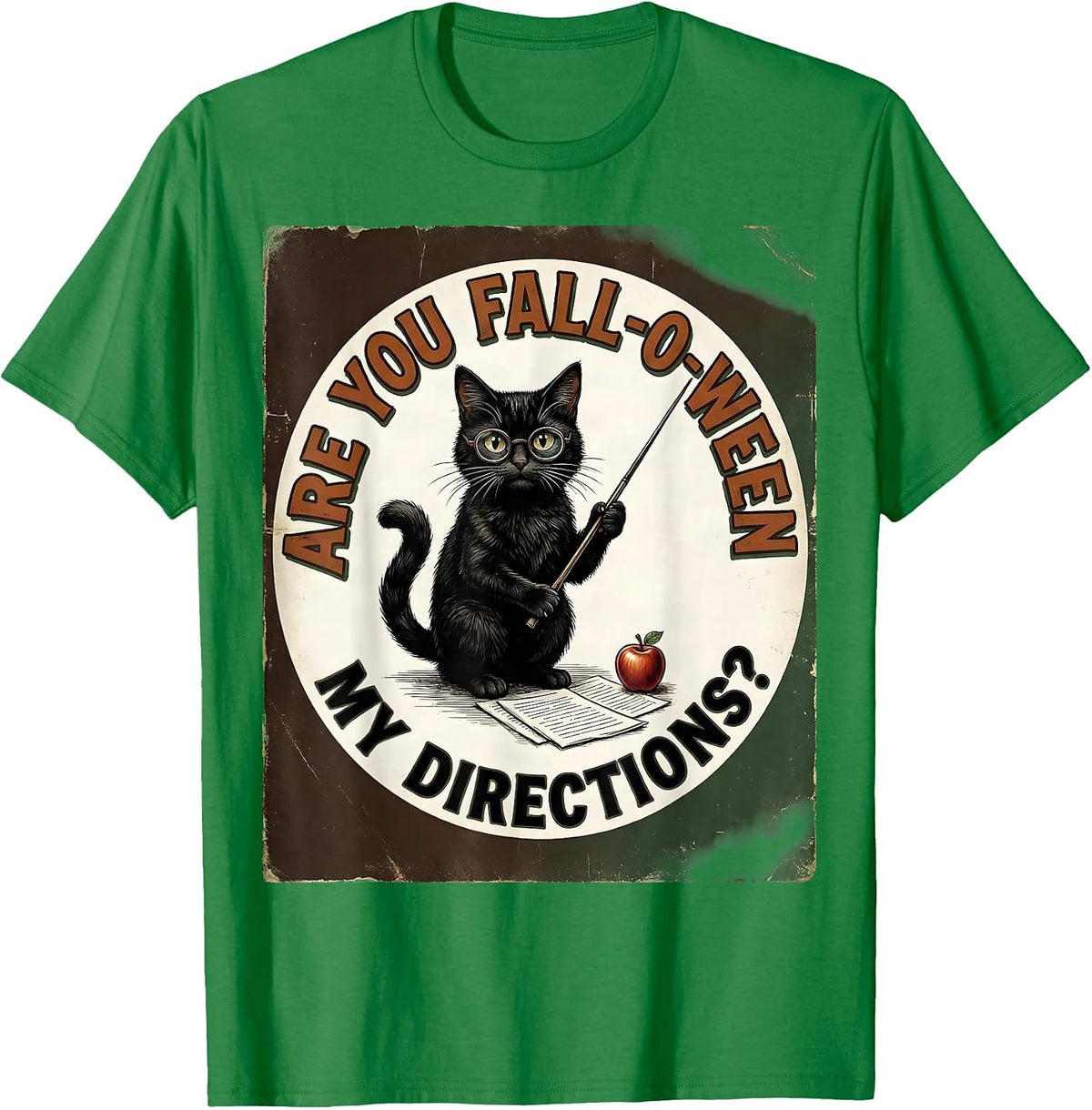 Men's Are You Fall-O-Ween My Directions Vintage Teacher Halloween T-Shirt - Kelly Green