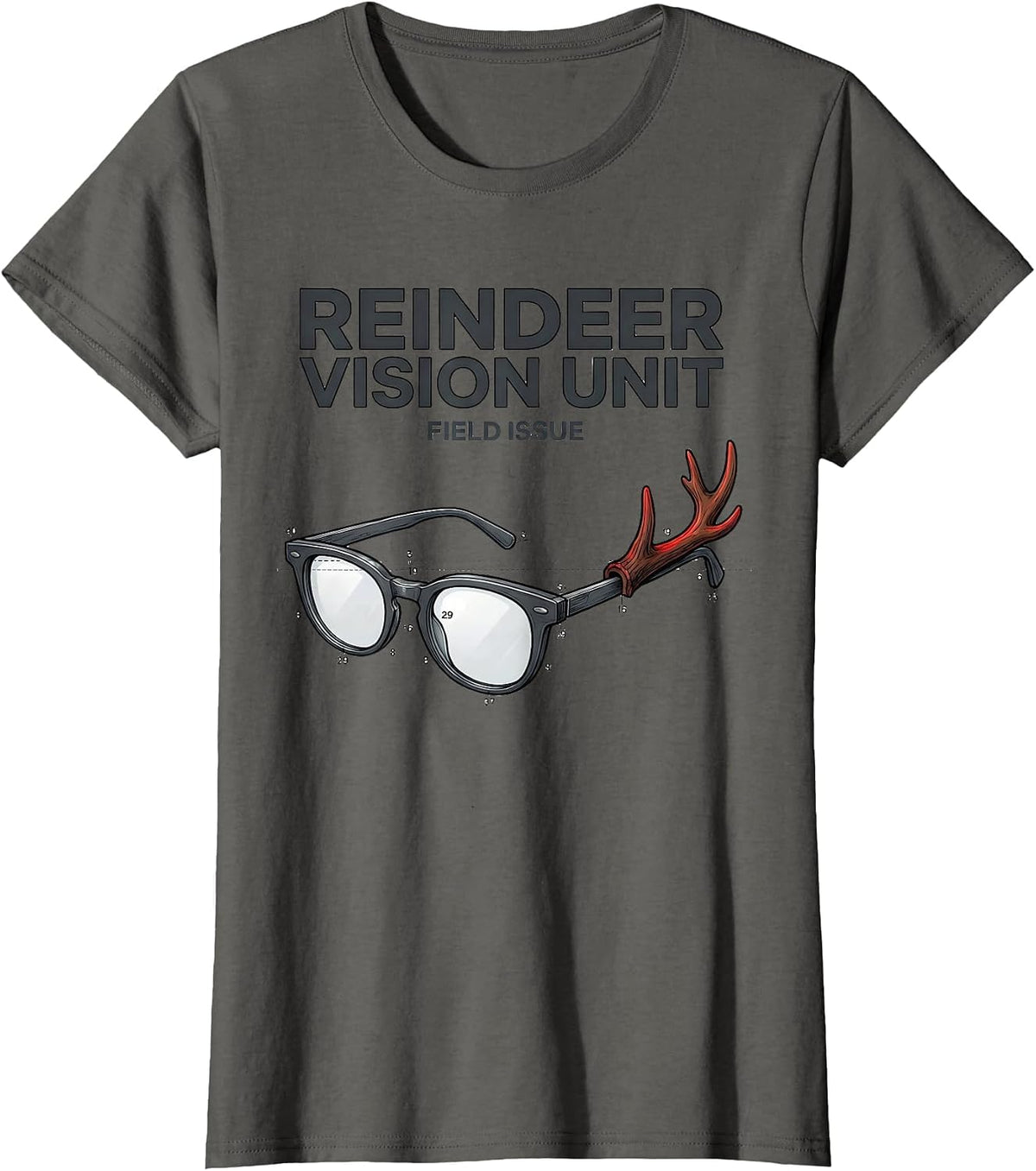 Women's Reindeer Vision Unit, Field Issue Funny Optometrist T-Shirt - Asphalt Grey