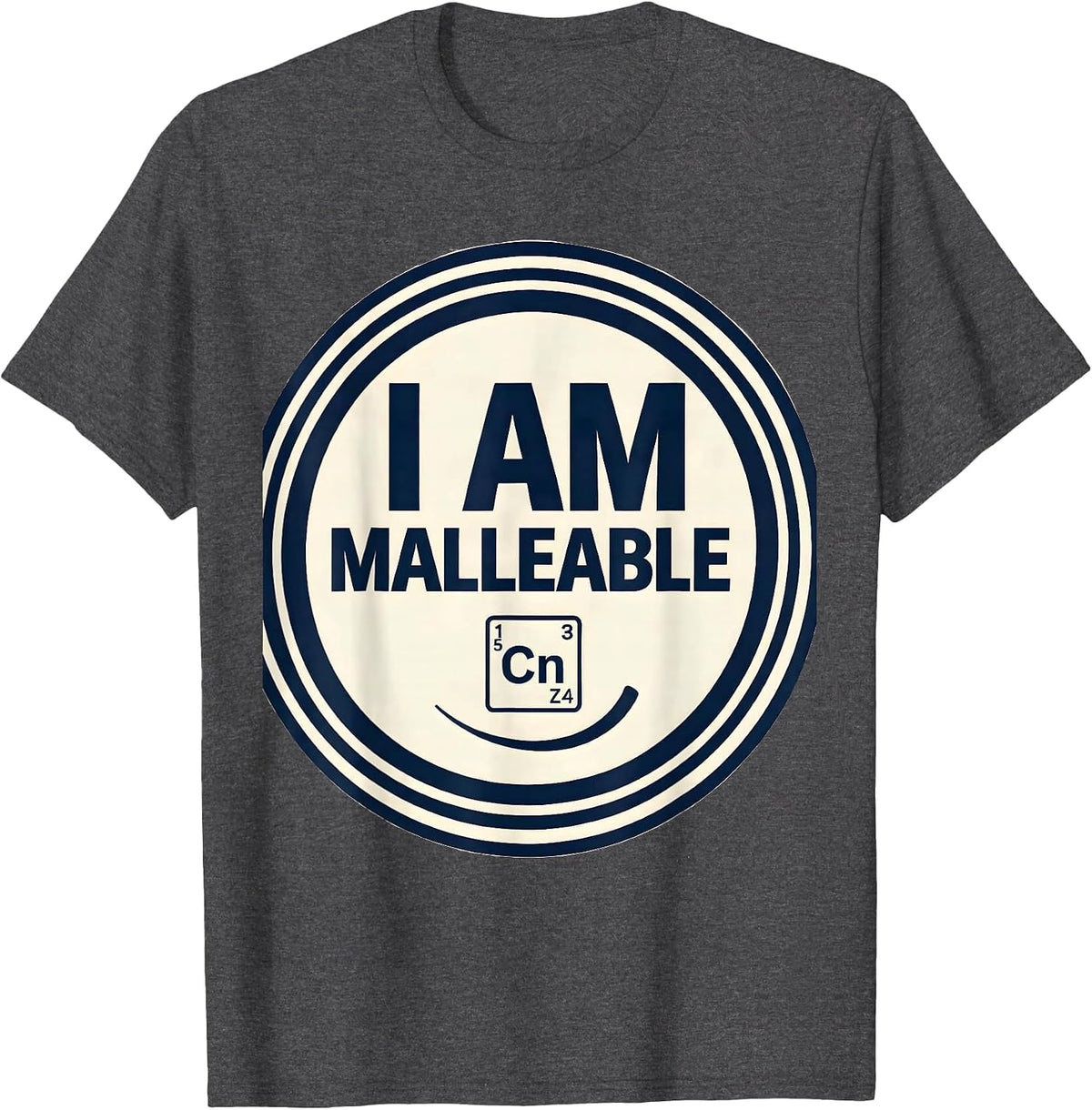 Men's I Am Malleable Funny Chemistry Science Humor Periodic Table T-Shirt - Dark Heather Grey