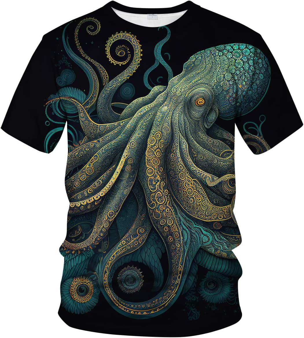 Singular Ocean Giant Octopus Shirt Retro Funny Jellyfish Creature T-Shirt - Multicolored