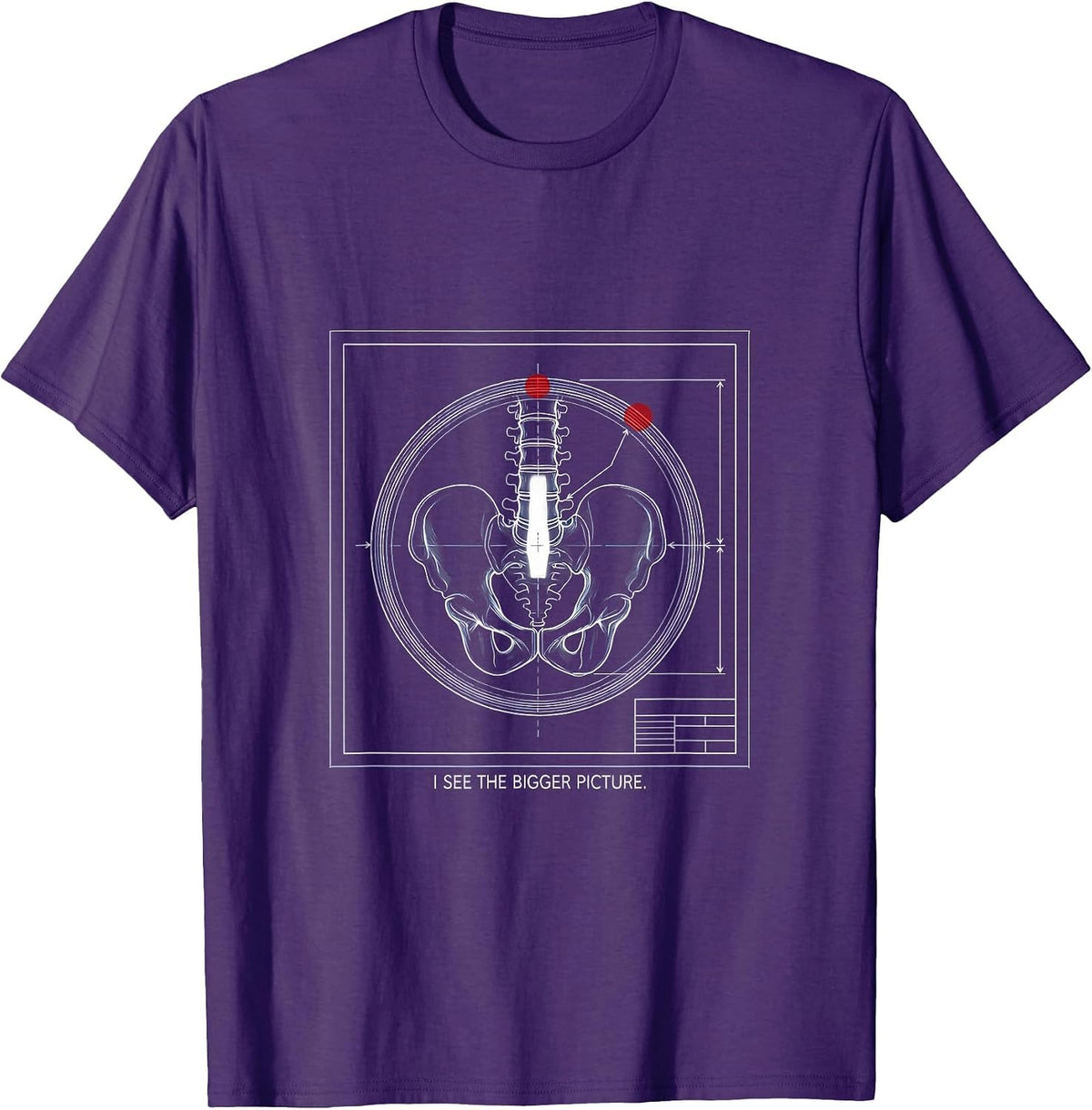 I See The Bigger Picture Technical Blueprint Radiology Tech T-Shirt - Purple