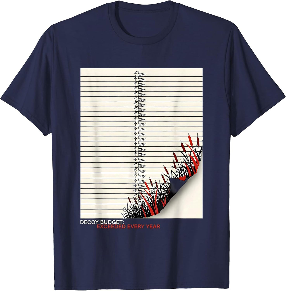 Men's Decoy Budget: Exceeded Every Year Funny Duck Hunting Dad T-Shirt - Navy Blue