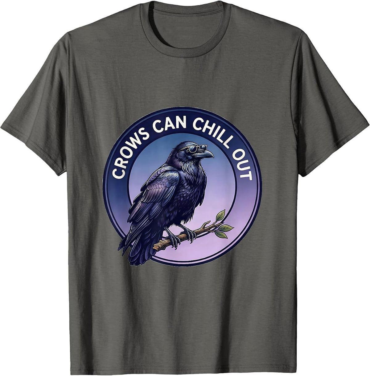 Crows Can Chill Out Funny Bird Design T-Shirt - Asphalt Grey
