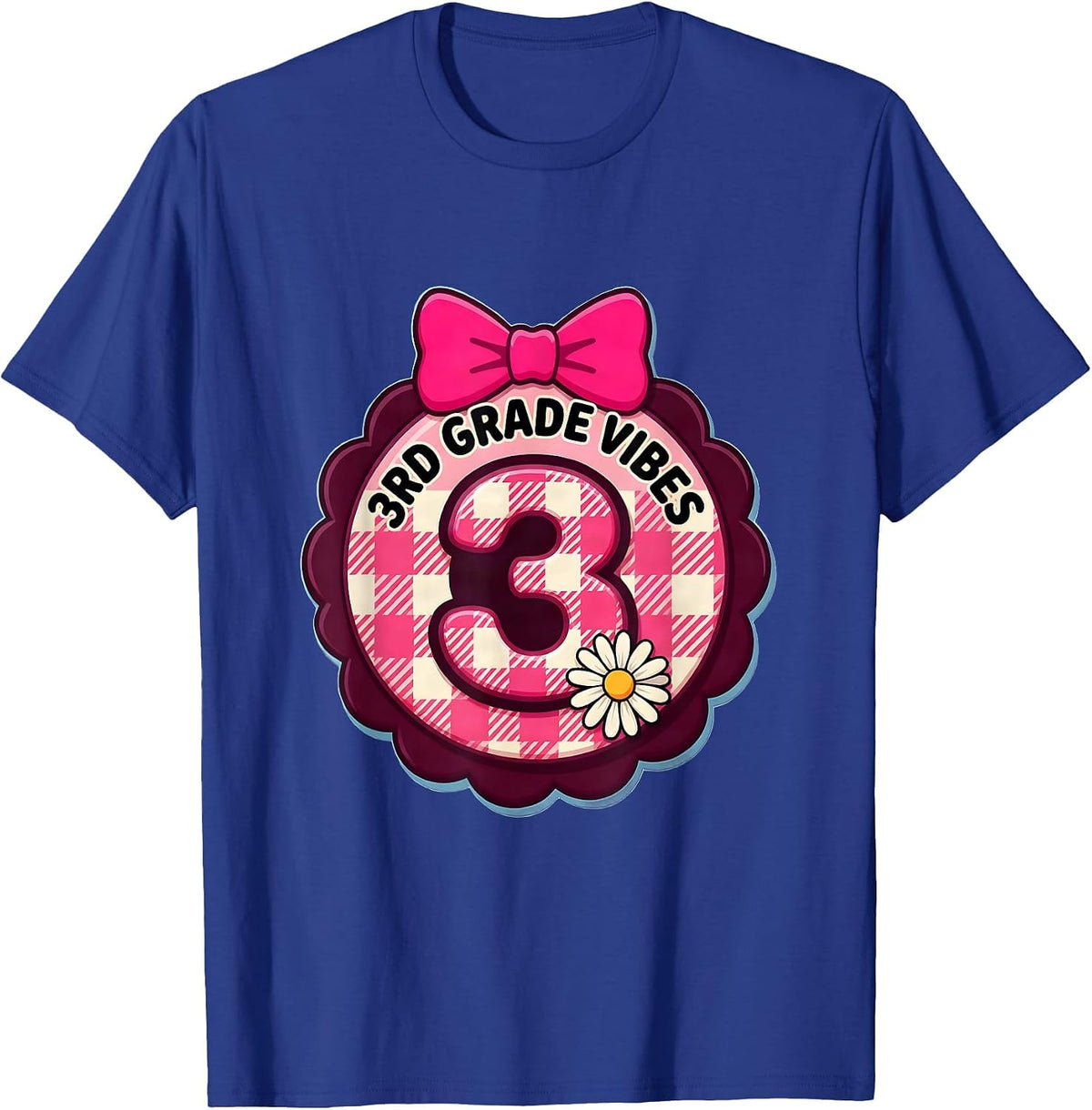 Men's 3rd Grade Vibes Cute Bow Back To School Third Grade T-Shirt - Royal Blue