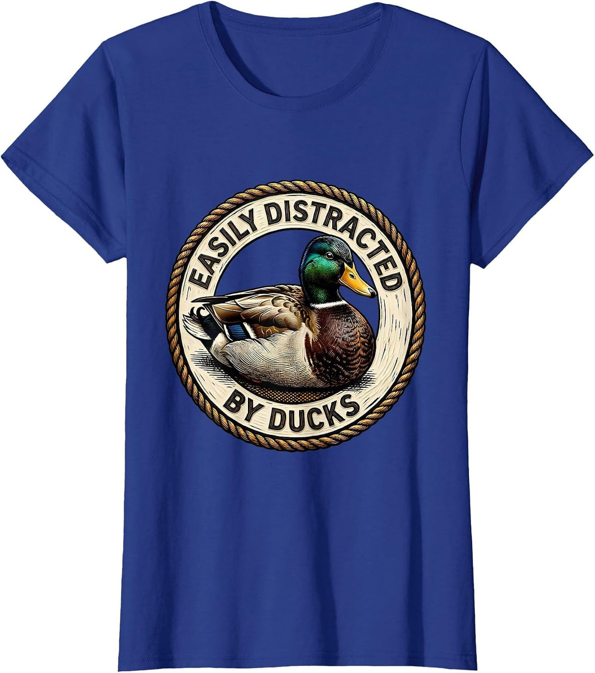 Women's Easily Distracted By Ducks Funny Duck Lover T-Shirt - Royal Blue