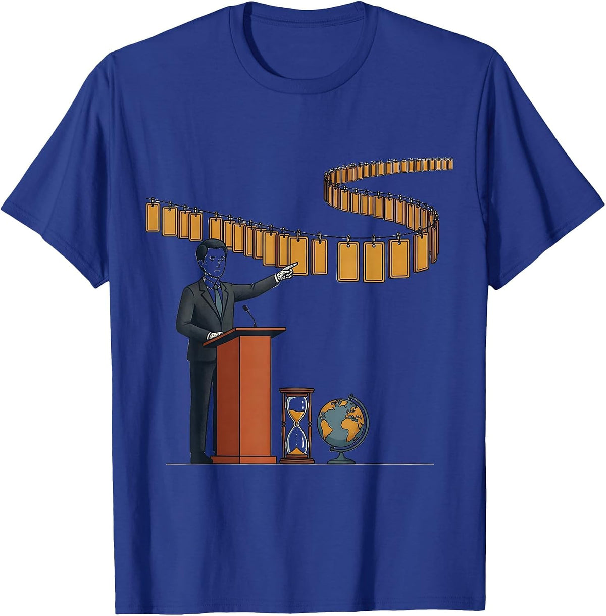 Teacher Timeline Loop Illustration Funny History Educator T-Shirt - Royal Blue