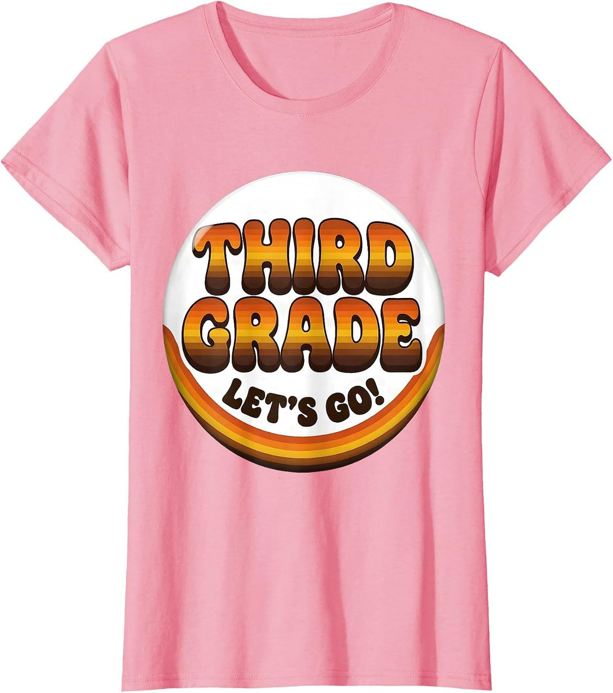 Women's Third Grade Let's Go Retro 70s Back to School Teacher T-Shirt - Pink