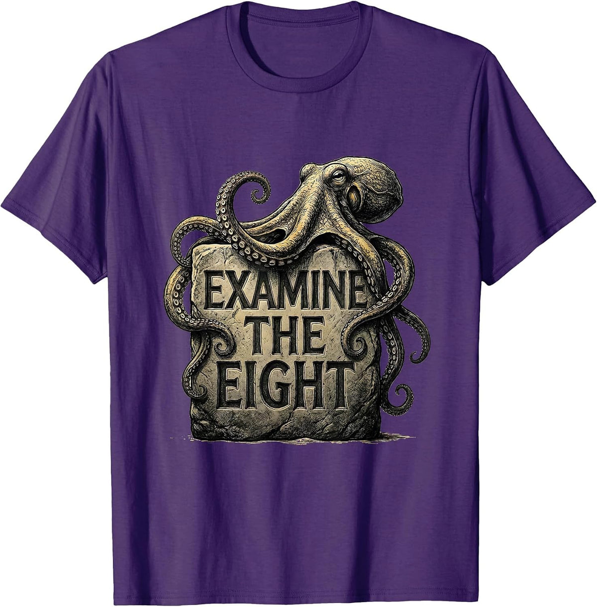 Examine The Eight Octopus Lover Vintage Sea Creature T-Shirt - Purple