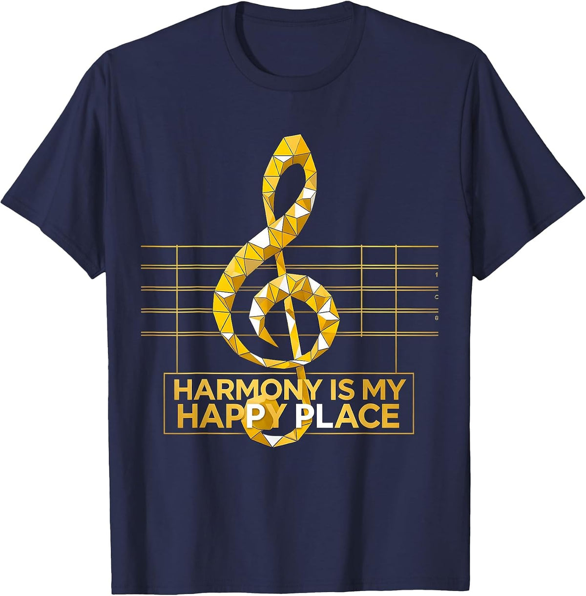 Harmony Is My Happy Place Music Teacher Design T-Shirt - Navy Blue
