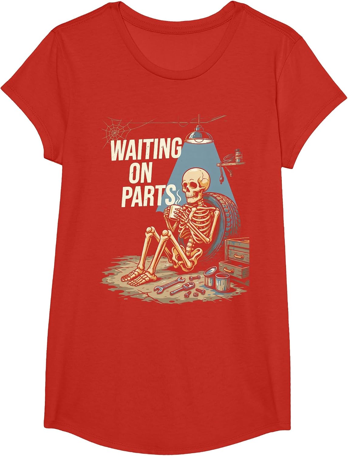 Mechanic Men Auto Repair Waiting on Parts Car Technician T-Shirt - Girls Red