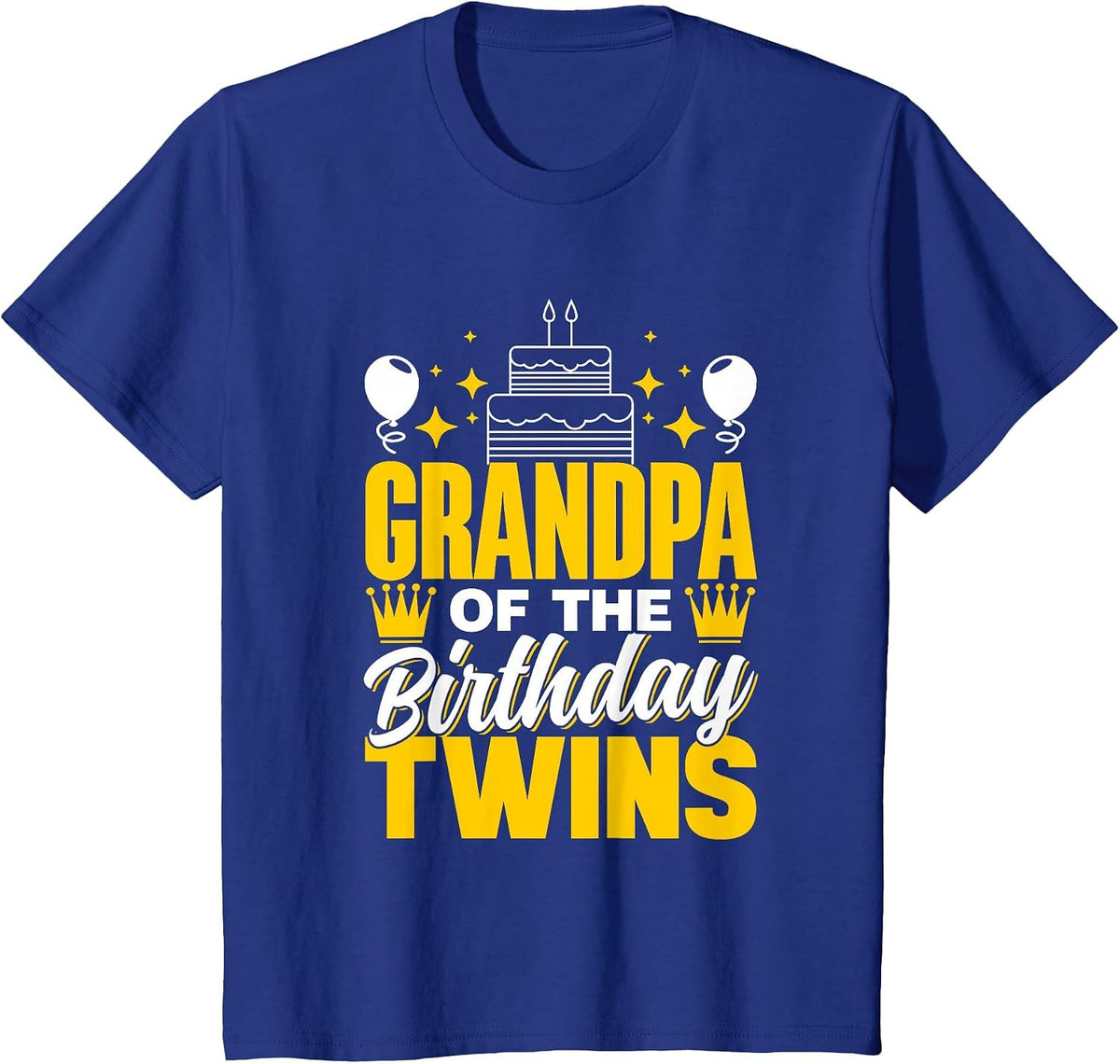 Grandpa of The Birthday Twins Celebrate Cute Twin Granddad T-Shirt - Royal Blue