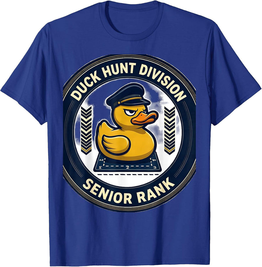 Duck Hunt Division Senior Rank Funny Rubber Duck Novelty T-Shirt - Royal Blue