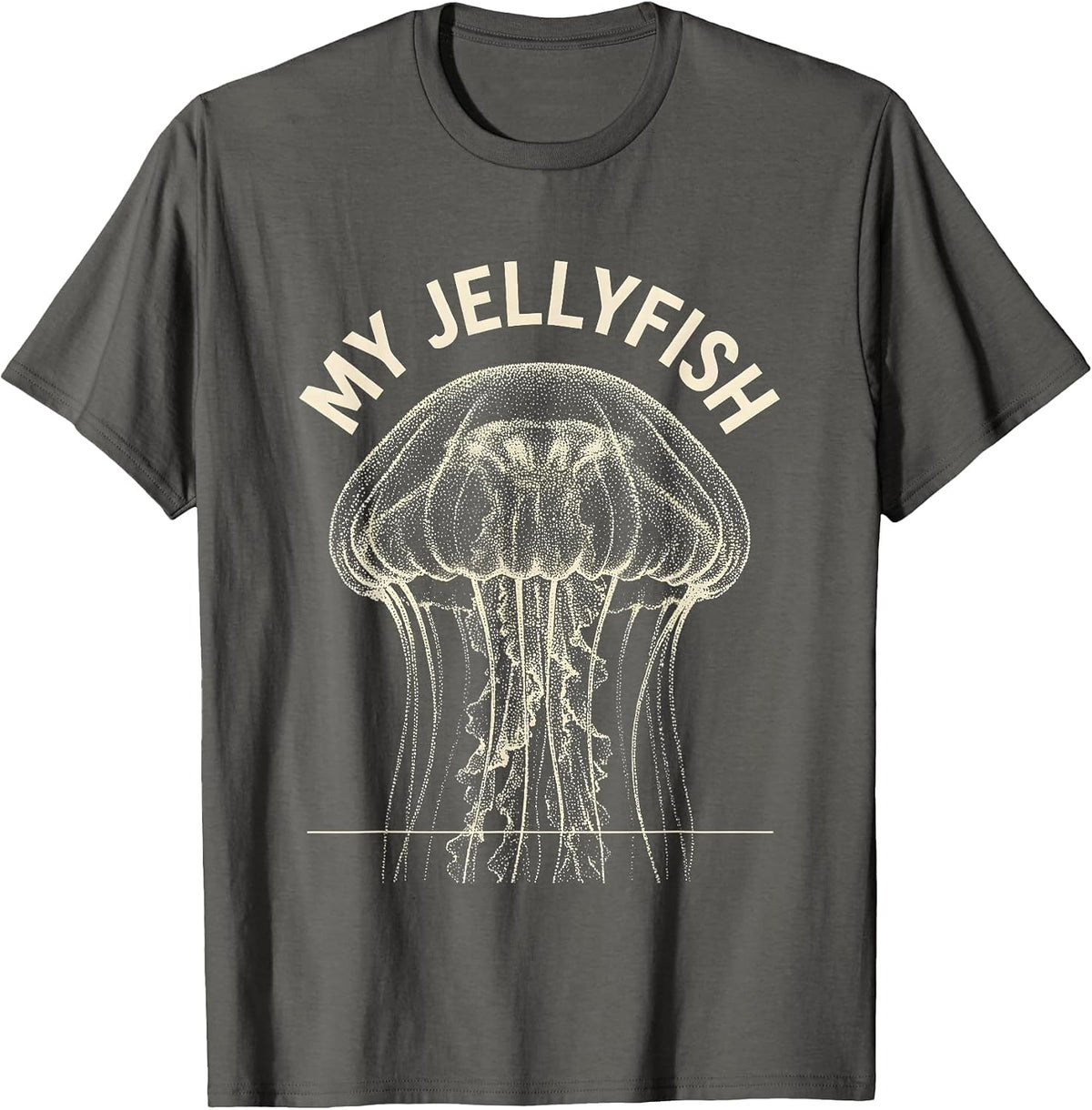 My Jellyfish Naturalist Specimen Ocean Animal Lover Artwork T-Shirt - Asphalt Grey