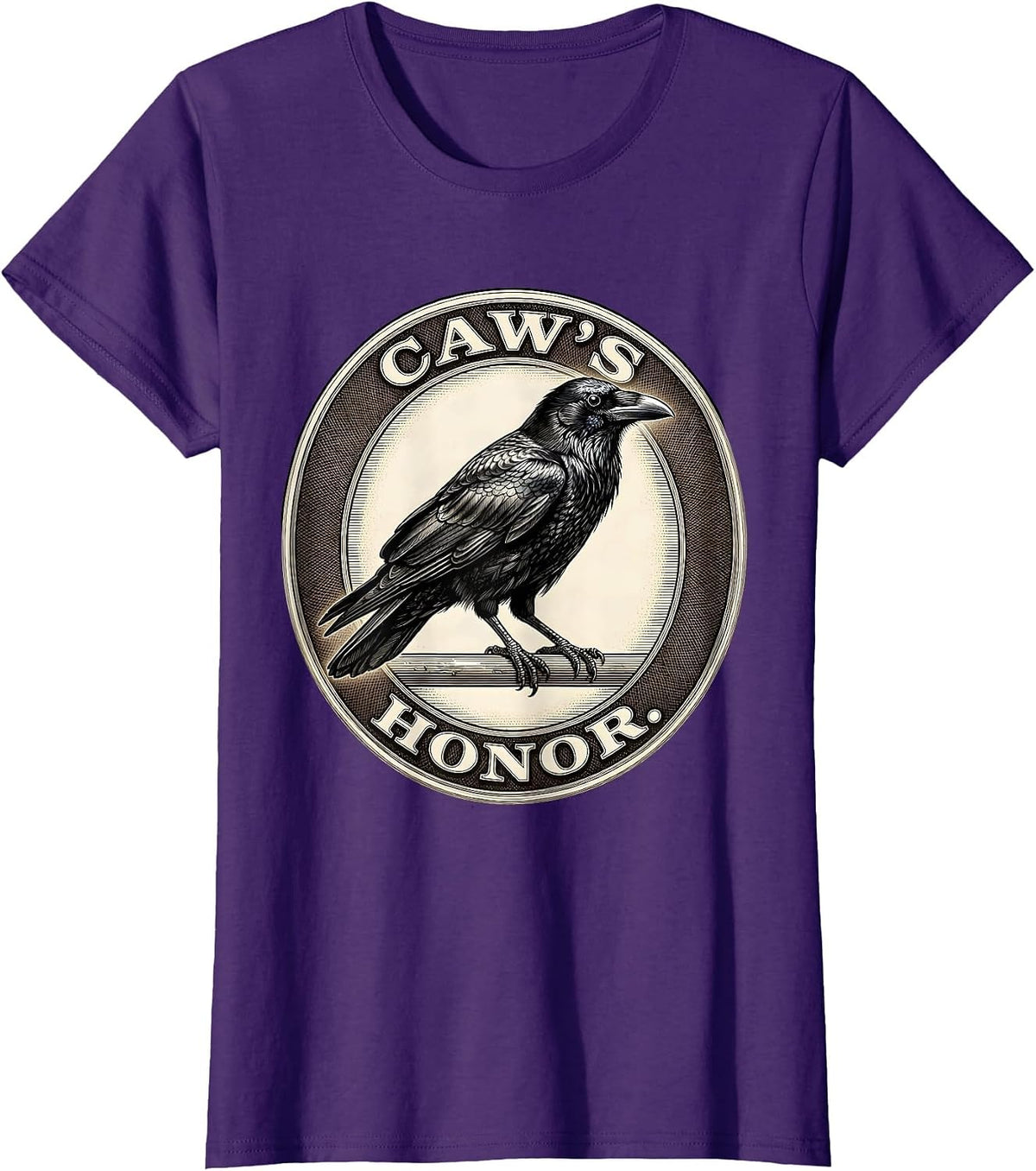 Women's Caw's Honor Dark Humor Gothic Crow Raven Bird Lover T-Shirt - Purple