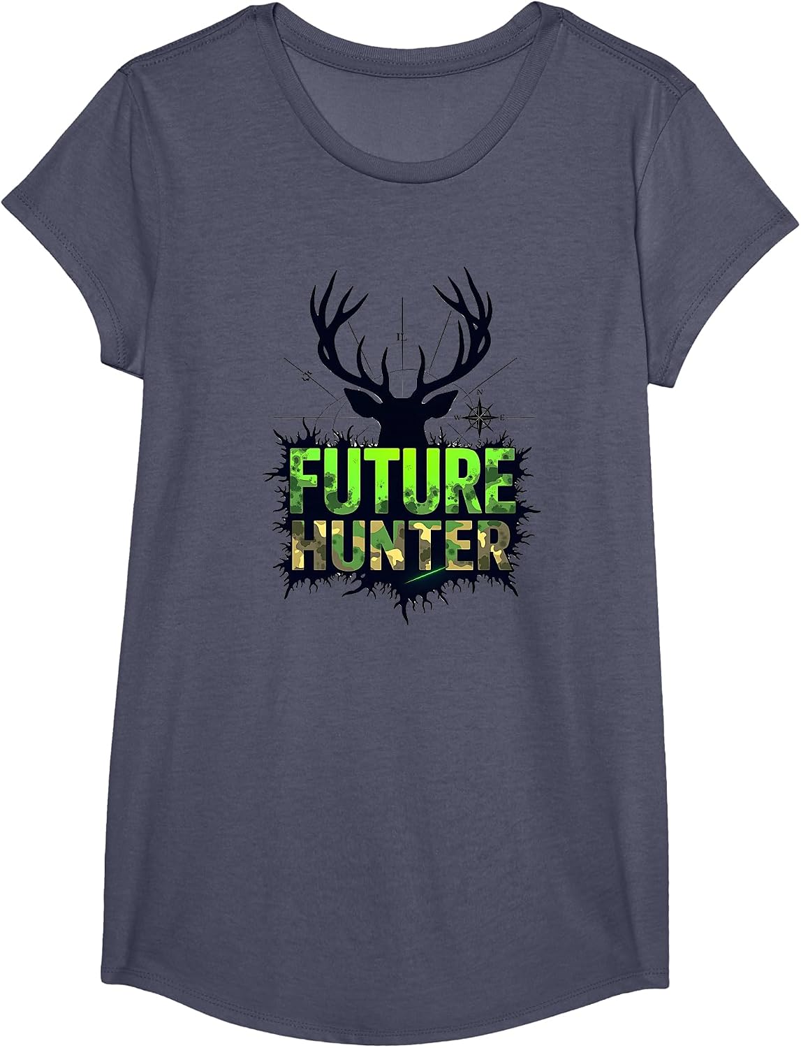 Mademark Hunting & Deer T-Shirt - Girls Heather Blue-future Hunter Boys Camo Deer Silhouette Compass