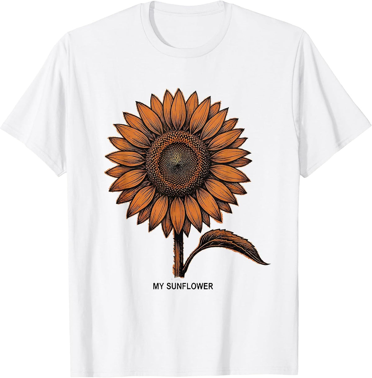 Men's My Sunflower Rubber Stamp Floral Positivity Sunflower Lover T-Shirt - White
