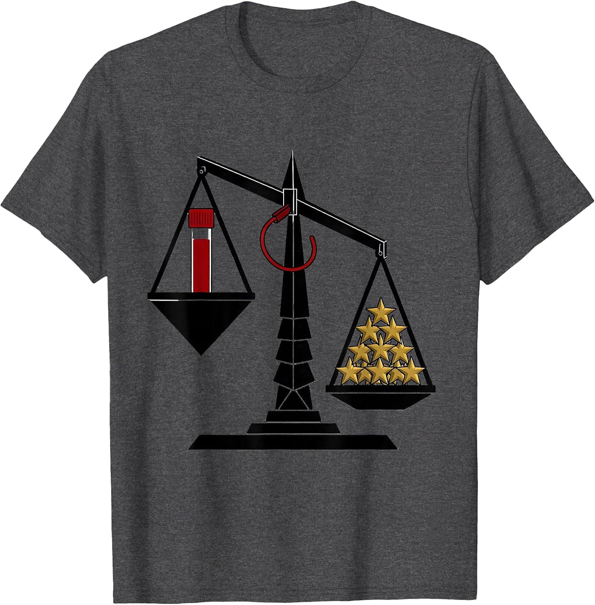 Geometric Balance Scale Blood Tube Phlebotomist Holiday T-Shirt - Dark Heather Grey