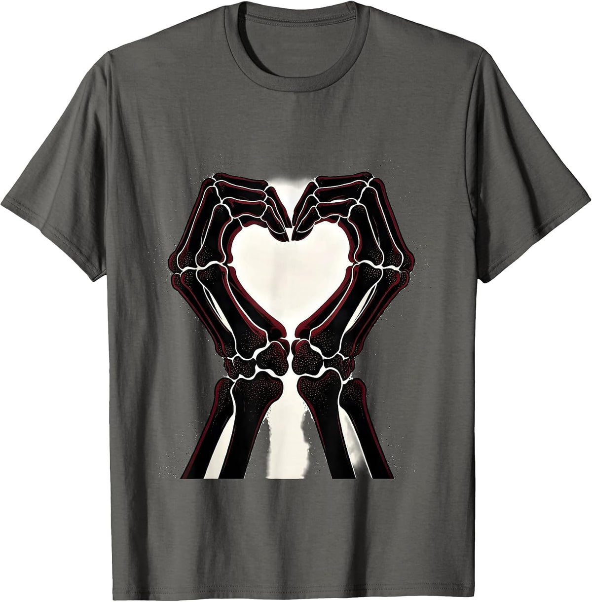 Skeleton Hands Heart Graphic Design T-Shirt - Asphalt Grey