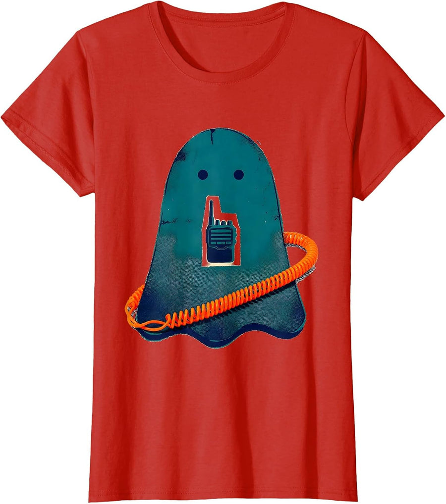 Women's Enlarged Ghost Para Normal Activities SPED Paraprofessional T-Shirt - Red