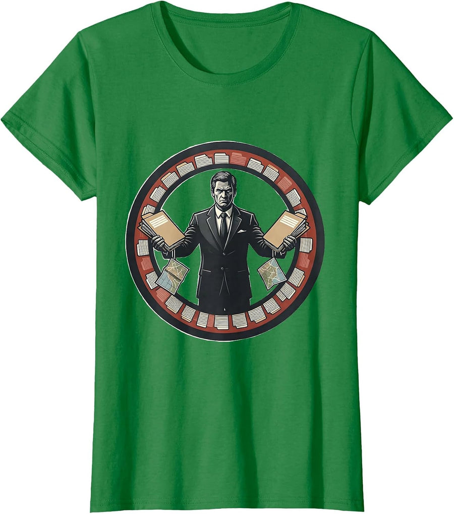 Women's Teacher Badge Stencil Graphic History Humor T-Shirt - Kelly Green