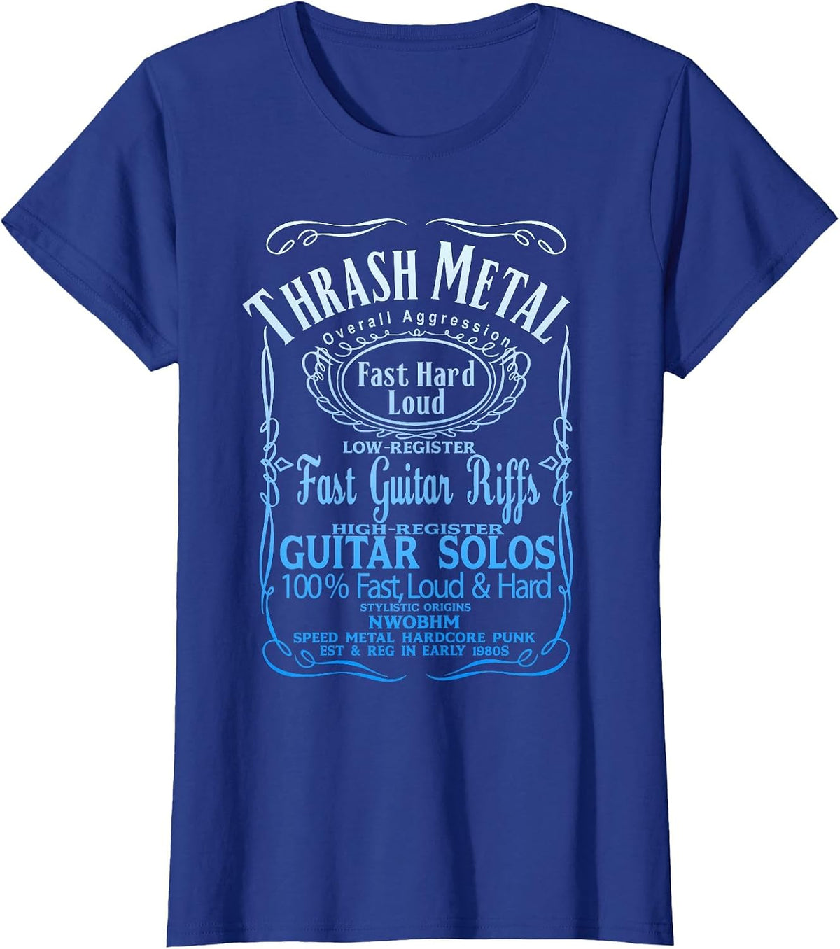 THRASHMETAL Thrash Death Metal Guitar Solo Heavy Metal Core T-Shirt - Royal Blue