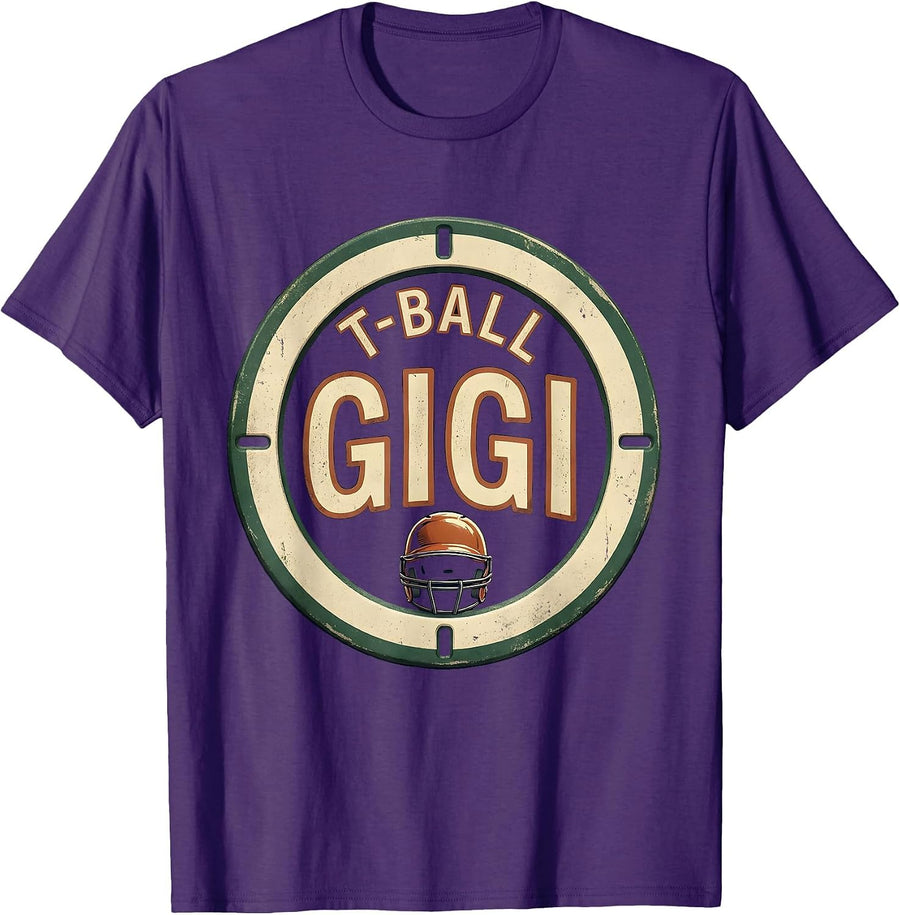 Men's T-Ball Gigi Vintage Youth Baseball Family Game Day T-Shirt - Purple