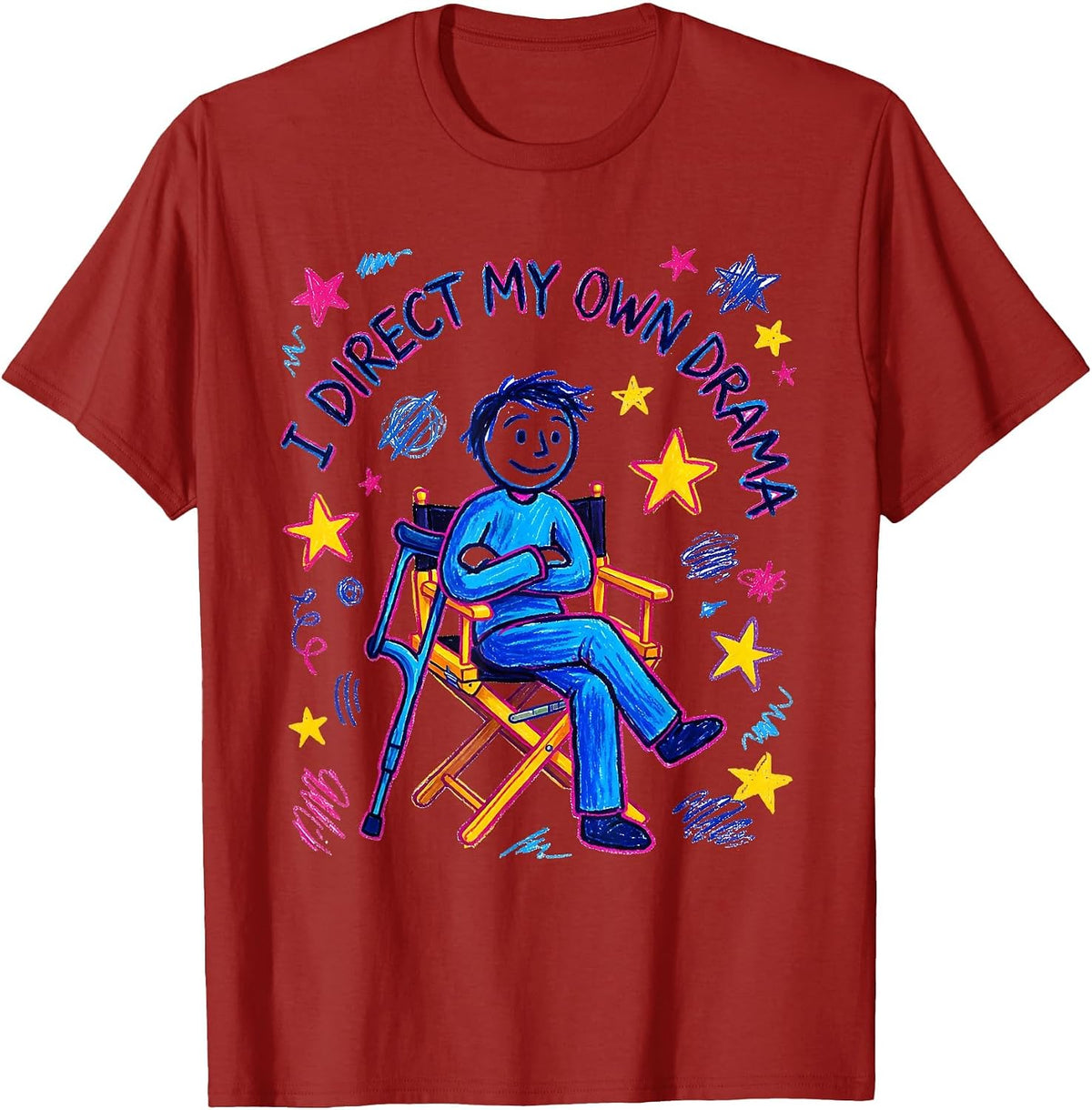 I Direct My Own Drama Funny Injury Recovery Get Well Gift T-Shirt - Cranberry Red