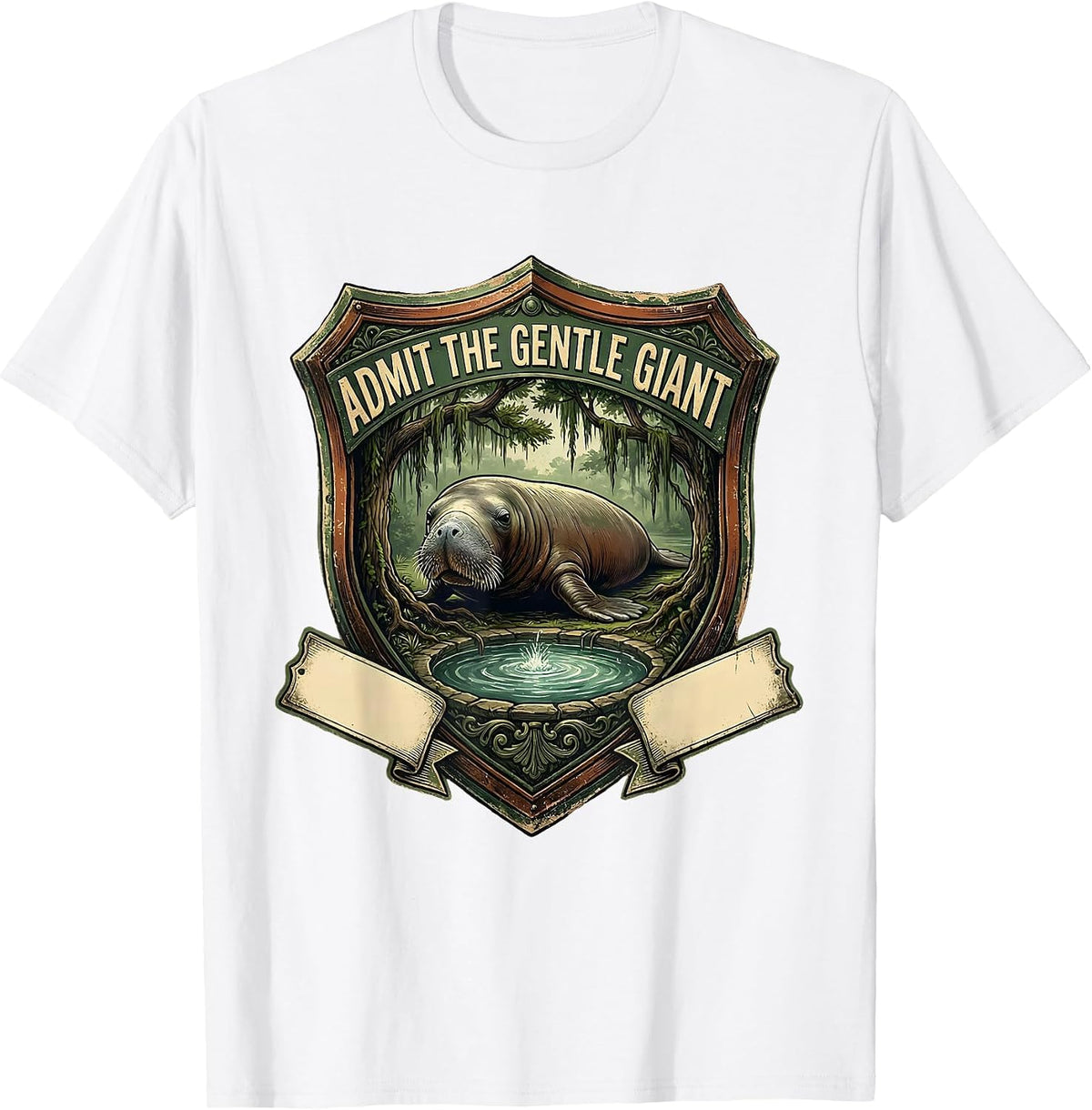 Men's Admit The Gentle Giant Vintage Manatee Wildlife Lover T-Shirt - White