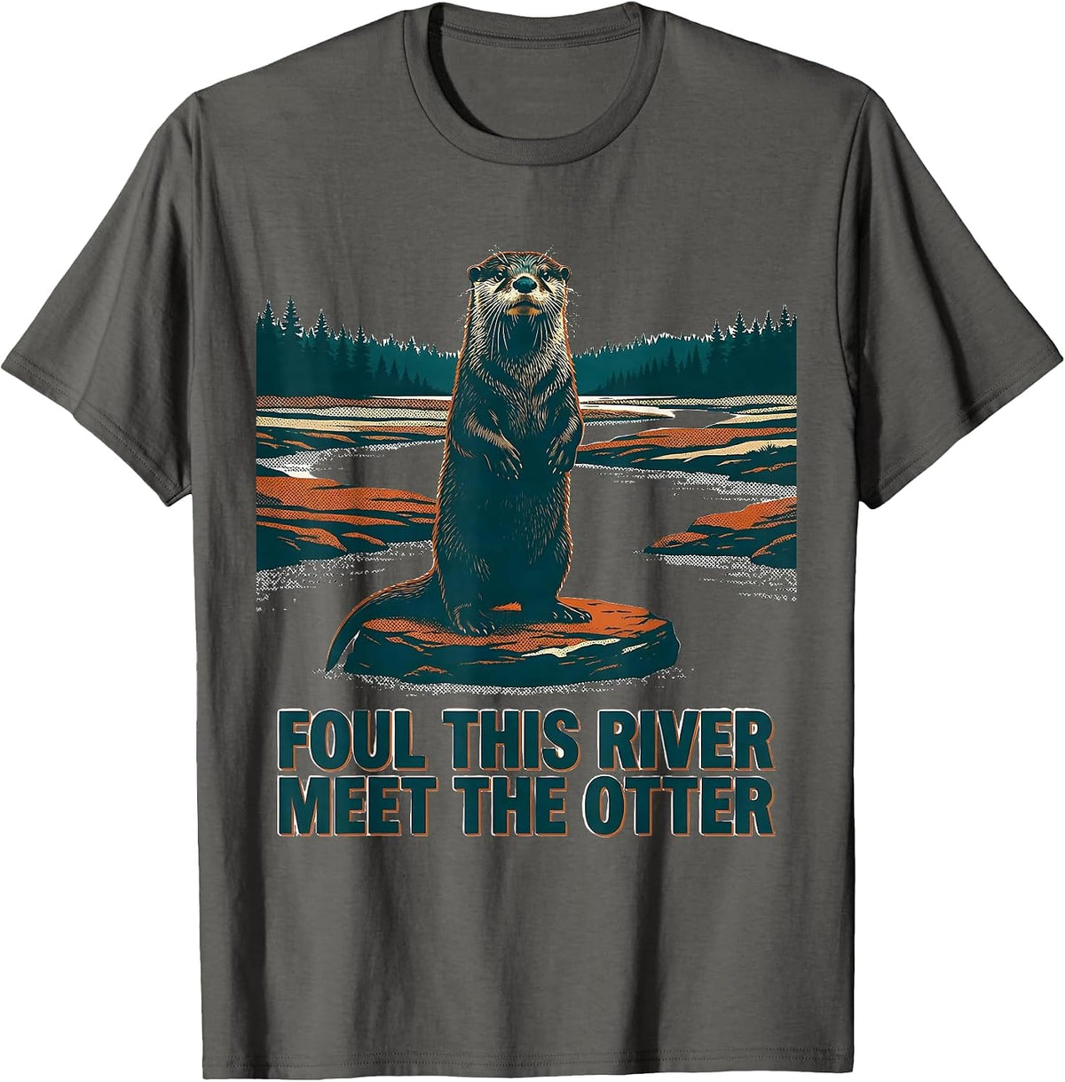 Foul This River Meet The Otter Vintage National Parks T-Shirt - Asphalt Grey