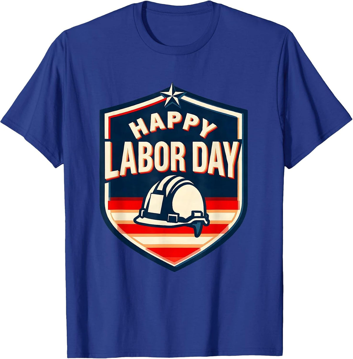 Happy Labor Day Patriotic Americana Tribute Shield Badge T-Shirt - Royal Blue