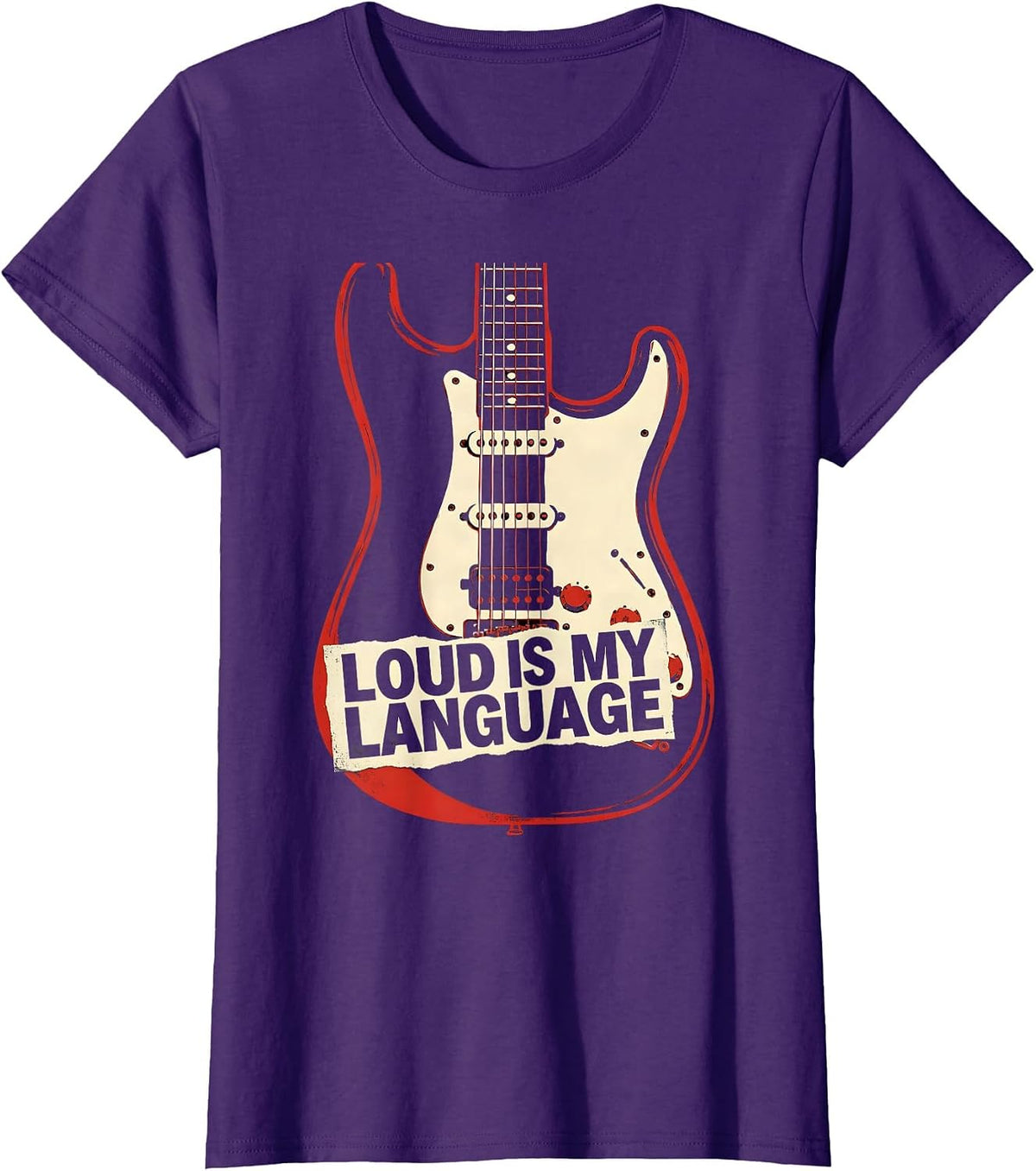 Women's Loud Is My Language Rock Music Graphic Design T-Shirt - Purple
