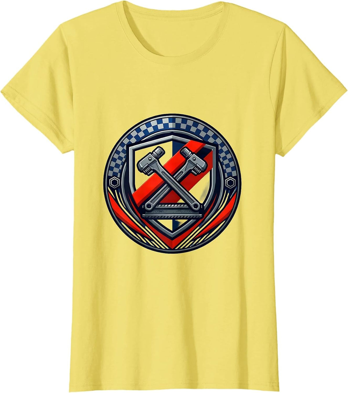 Pit Crew Crossed Air Wrenches and Tire Iron T-Shirt - Lemon Yellow