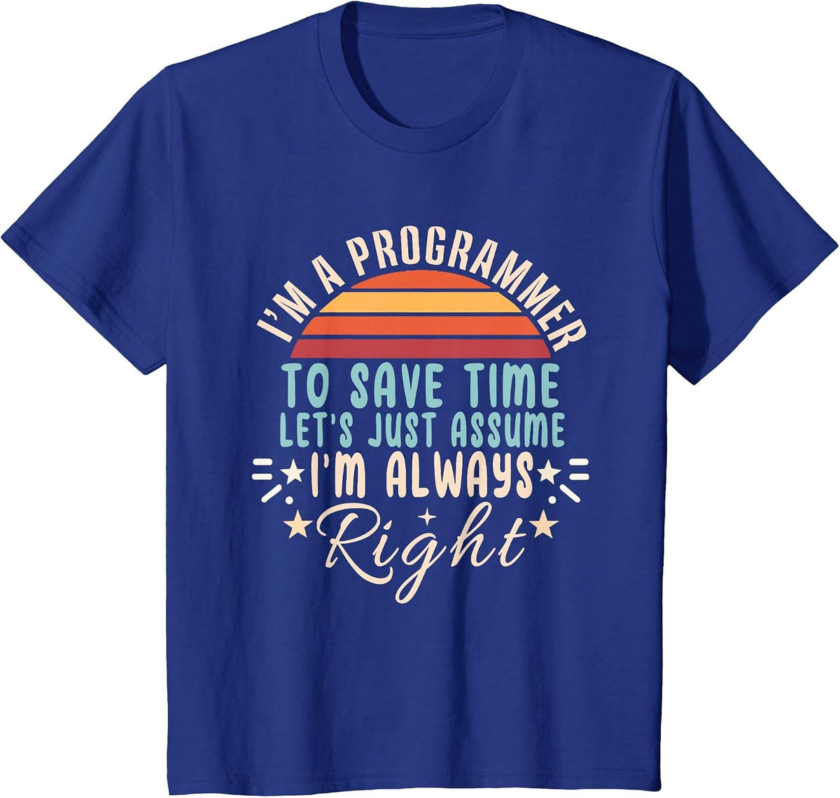 I'm A Programmer Let's Just Assume I'm Always Right Funny T-Shirt - Royal Blue