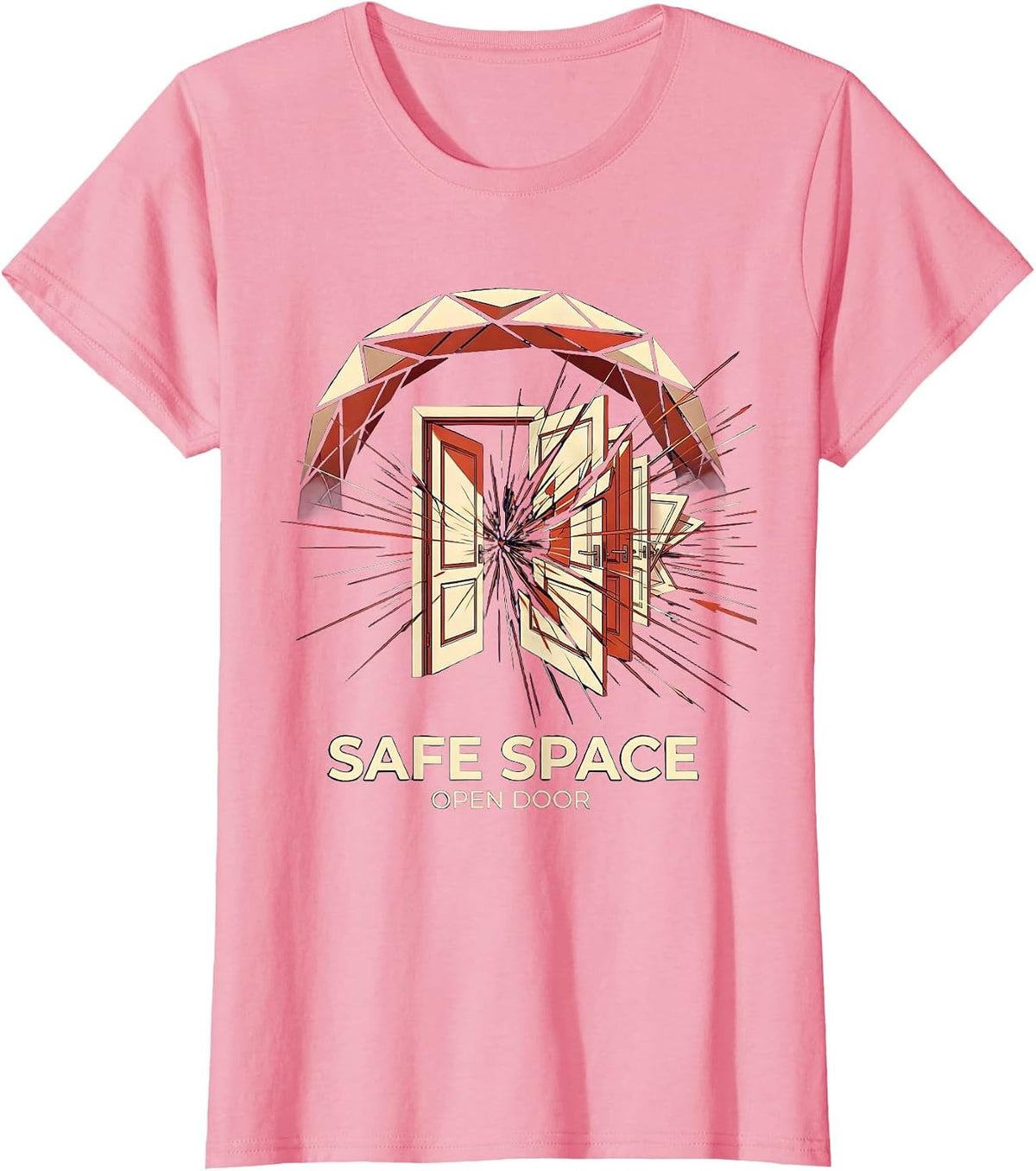 Women's Safe Space Open Door School Counselor Design T-Shirt - Pink