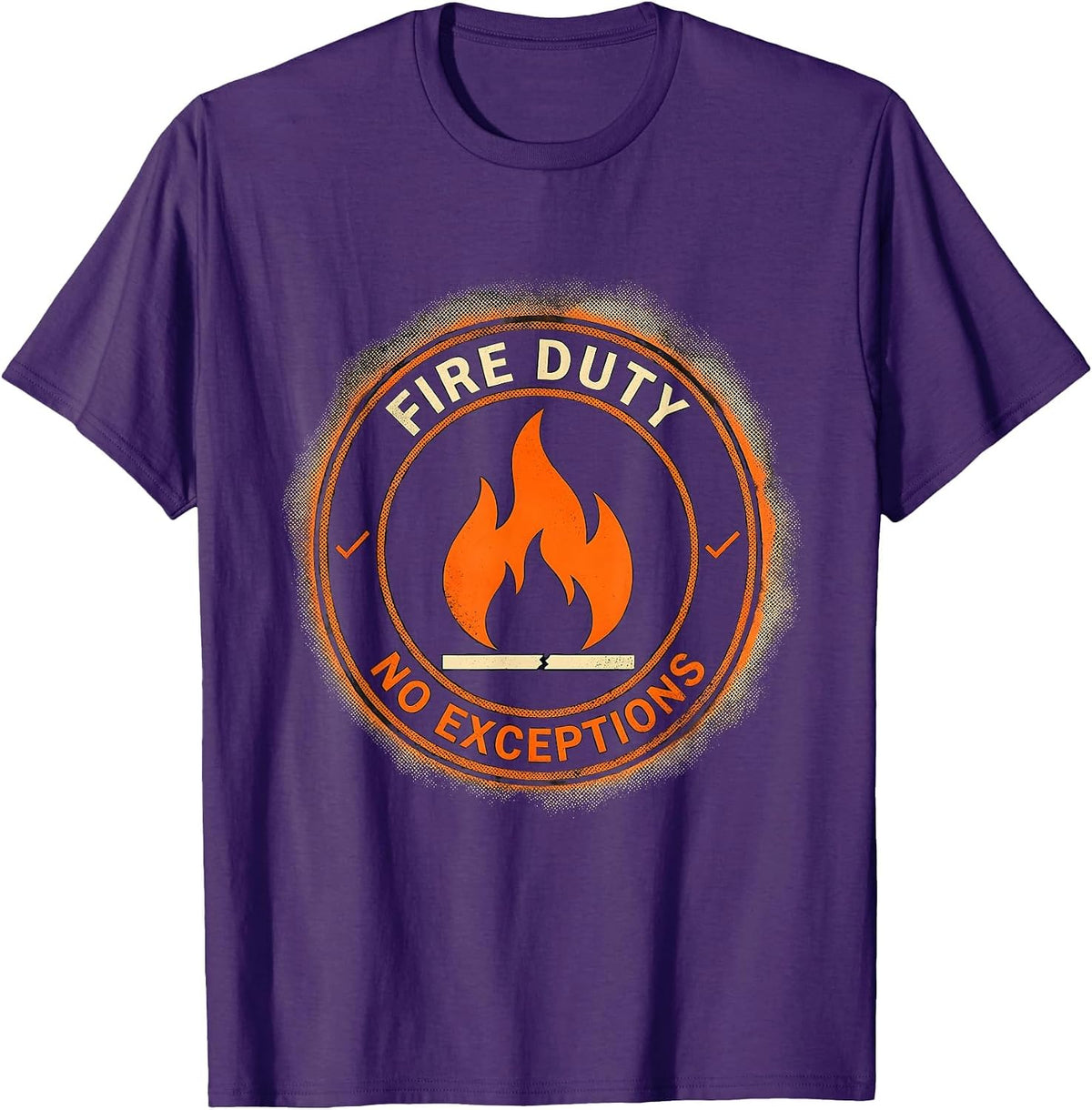 Men's Fire Duty No Exceptions Bold Halloween Costume Humor T-Shirt - Purple