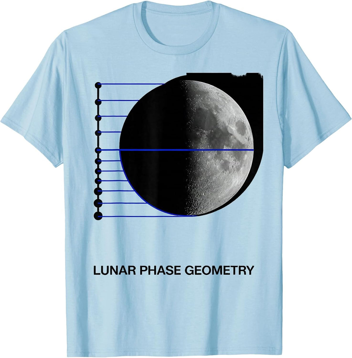 Men's Lunar Phase Geometry Astronomy Science Teacher Moon Phases T-Shirt - Baby Blue