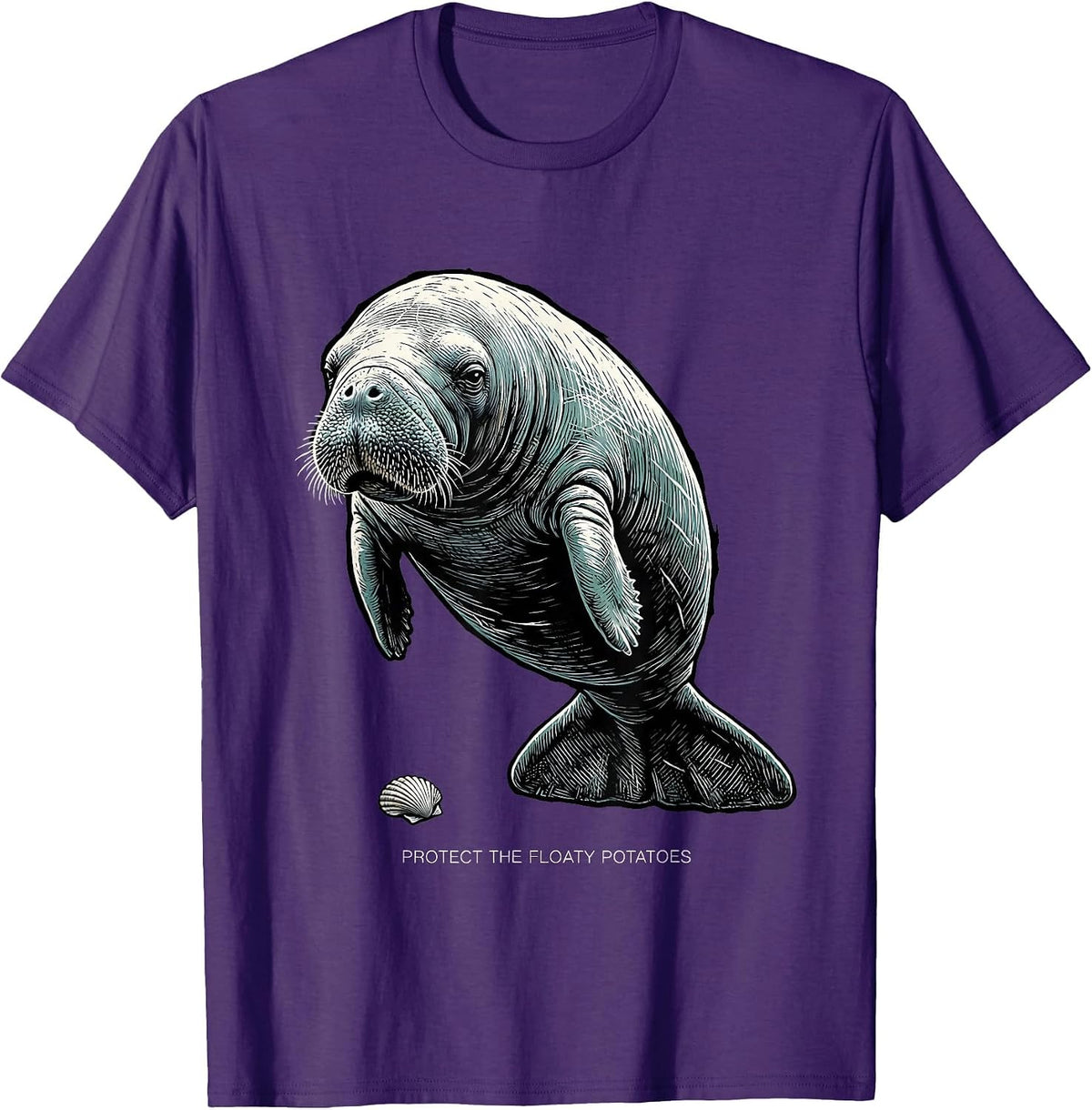 Protect The Floaty Potatoes Funny Manatee Lover Ocean Animal T-Shirt - Purple