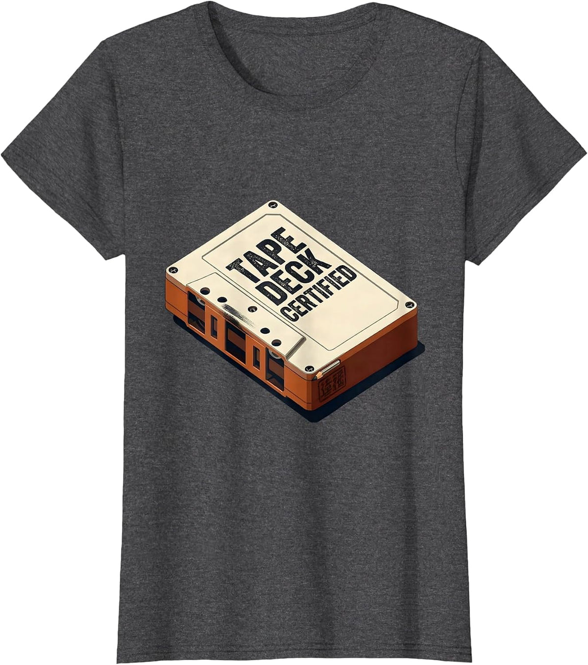 Women's Tape Deck Certified Retro Hip-Hop Golden Era Lyric Quote T-Shirt - Dark Heather Grey
