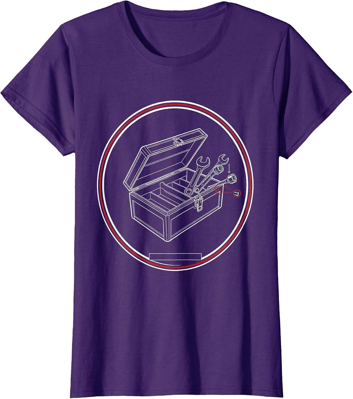 Women's Open Toolbox Overflowing With Wrenches Graphic T-Shirt - Purple