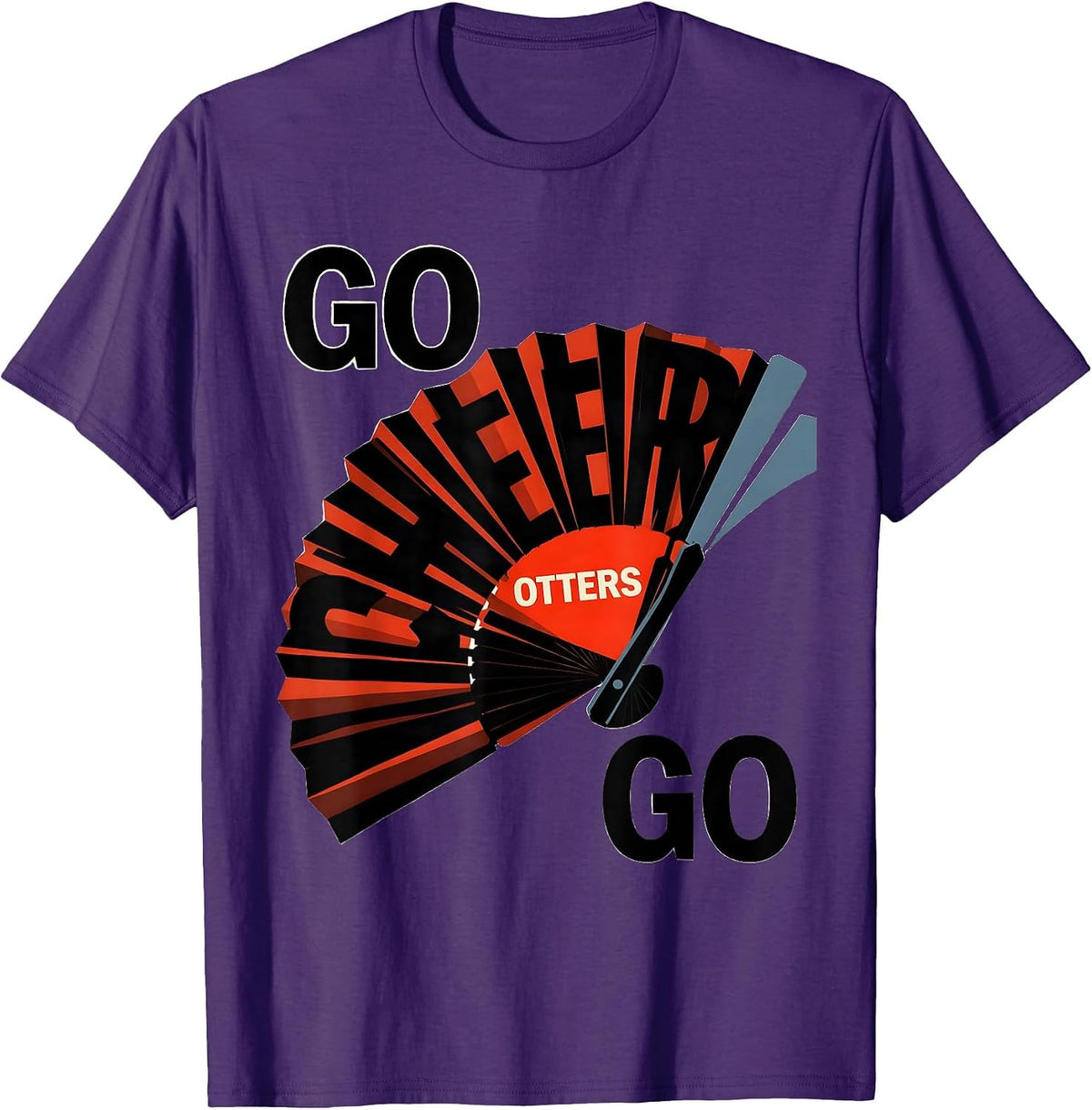 Men's Go Cheer Otters Go Constructivist Poster Cheer Squad Mascot T-Shirt - Purple