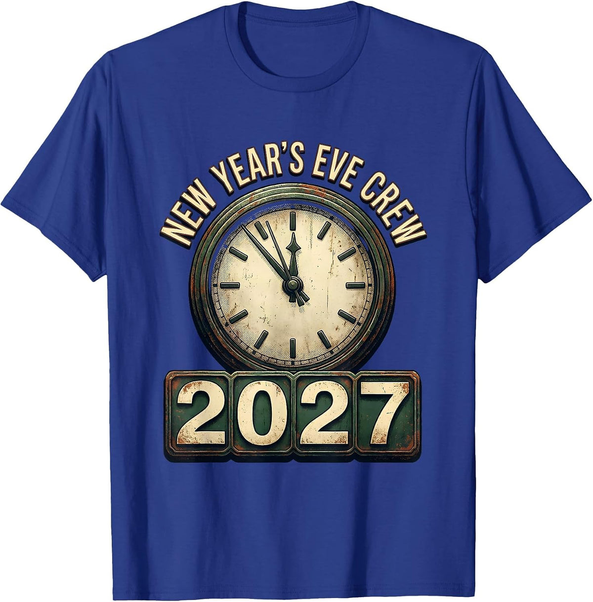 Men's New Year's Eve Crew 2027 Vintage Family Matching Holiday T-Shirt - Royal Blue