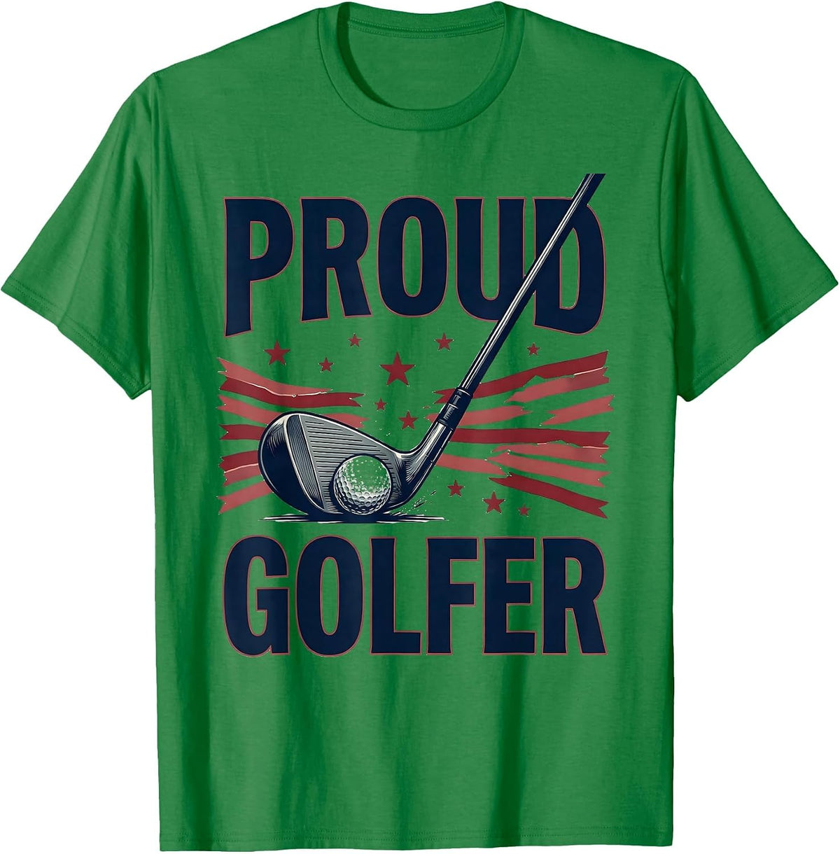 Men's Proud Golfer Patriotic Golf Lover American Flag Casual T-Shirt - Kelly Green