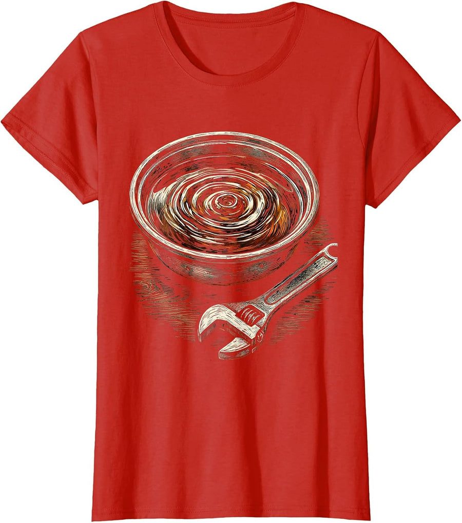 Women's Teach Your Kids To Change Oil Graphic Tee T-Shirt - Red