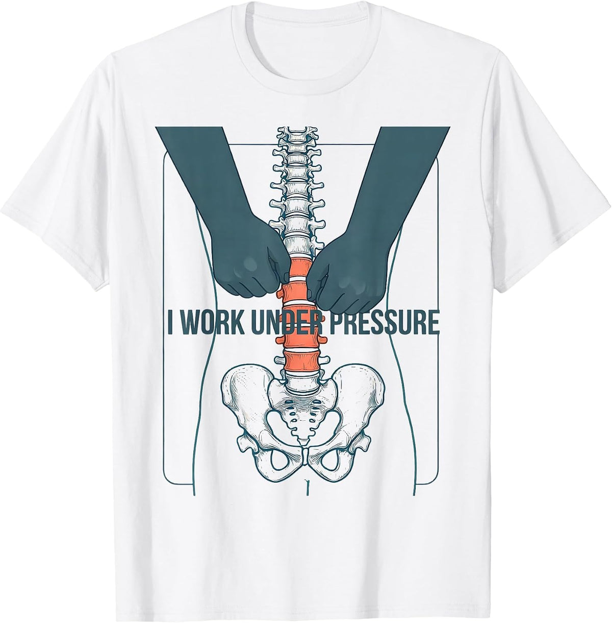 Men's I Work Under Pressure Funny Physical Therapist PT Massage T-Shirt - White